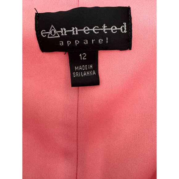 Size 12 PINK METALLIC LACE COWL NECK DRESS Wedding Shower Special Occasion - Picture 5 of 7